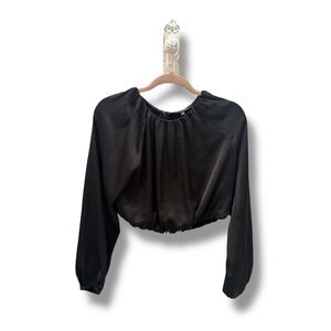Strut and Bolt Elegant Black Satin Women's Blouse
